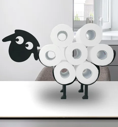 Miniatura 9 de Lindos soportes de papel de oveja, soporte de papel higiénico de metal negro, organizador decorativo de almacenamiento de papel higiénico