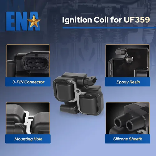Miniatura 4 de ENA Juego de 8 bobinas de encendido con 16 bujías de iridio y juego de cables rojos compatibles con Mercedes-Benz C43 CL500 CLK430 CLK500 E430 E500