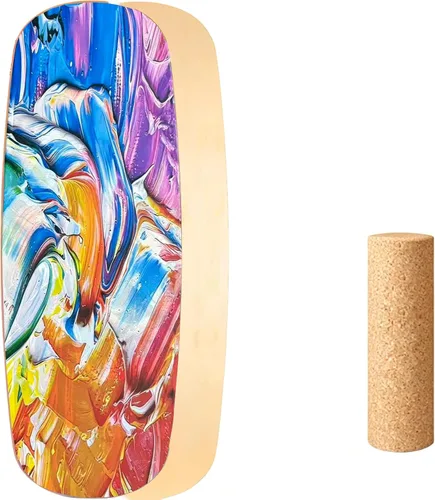 Miniatura 8 de Tabla de equilibrio para interiores, estilo surf, fitness en casa con rueda para ejercicio, entrenamiento atlético y deportes de tabla, divertido