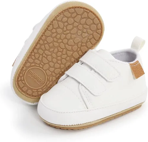 BABSMULY Baby Boys Girls Shoes Non-Slip Rubber Sole High-Top PU Leather Sneakers Infant First Walking Shoes Toddler Crib Shoes Newborn Loafers Flats