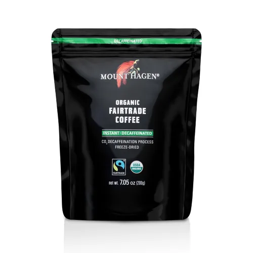 Miniatura 7 de Mount Hagen Tarro + bolsa resellable descafeinado orgánico liofilizado café instantáneo - Paquete combinado Granos arábica de tostado medio