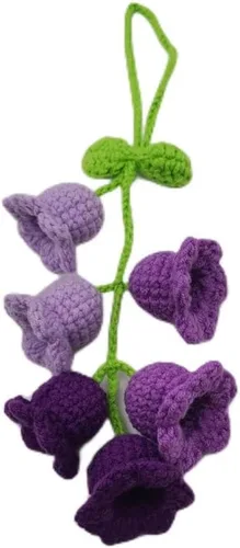 Miniatura 3 de Adorno colgante para espejo retrovisor de automóvil, cesta de flores de ganchillo, accesorio para plantas, adorno de automóvil hecho a mano