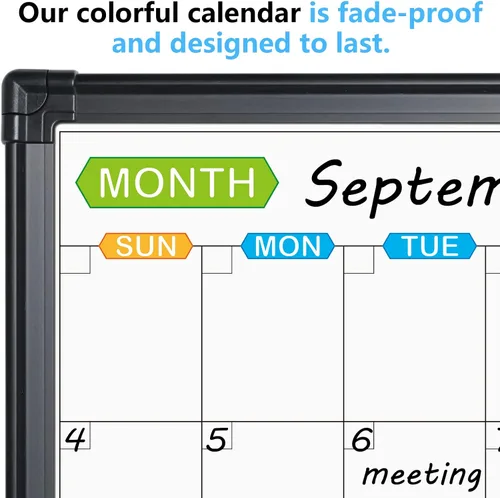 Miniatura 3 de JILoffice Calendario de Pizarra Blanca Magnética de Borrado en Seco, Planificador de Pizarra Blanca de 2 Meses 36 X 24 Pulgadas, Tablero con Marco