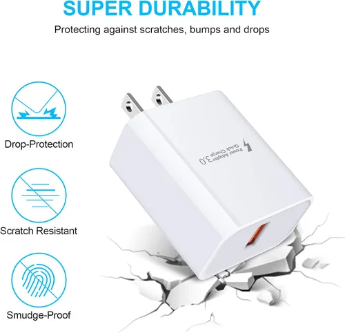 Miniatura 6 de Cargador de pared 3.0 de carga rápida, cargador de pared USB de 18 W, 3 A, adaptador QC 3.0, bloque de cargador rápido para Samsung Galaxy A17 A16