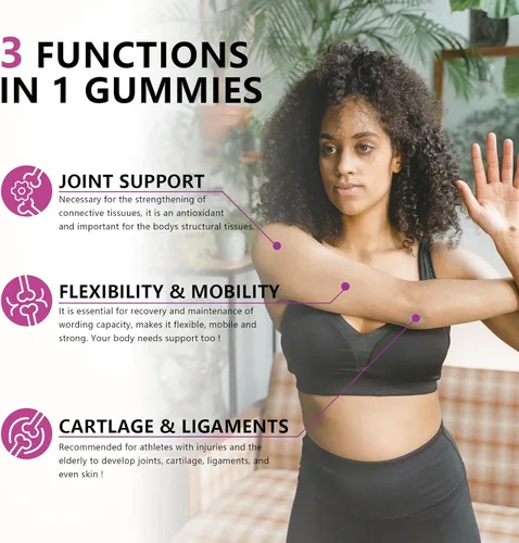 Miniatura 8 de GGlucosamina Gomitas de condroitina sin azúcar, extra fuerte, 1500 mg de glucosamina con condroitina MSM y cúrcuma, suplemento de apoyo articular