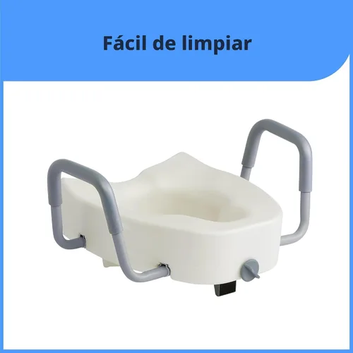 Miniatura 5 de Medline Asiento de inodoro elevado alargado de 5", con seguro y brazos acolchados removibles - Un asiento médico para personas mayores, ancianos