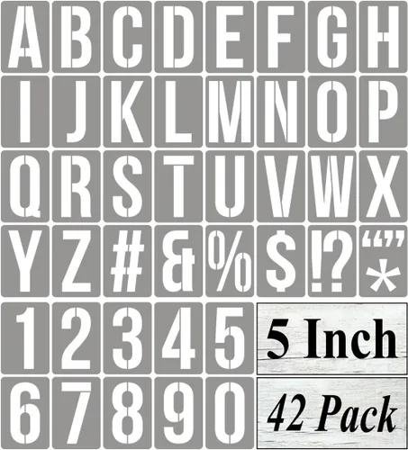 Miniatura 11 de Plantillas de letras del alfabeto de 12 pulgadas para pintar, paquete de 42 plantillas de letras y números con letreros para pintar sobre madera