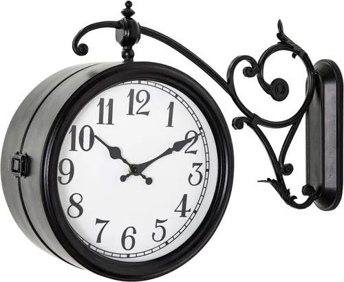 Reloj de pared de doble cara, reloj de pared vintage de metal europeo, relojes de pared grandes de esquina antiguos para jardín, interior, exterior,