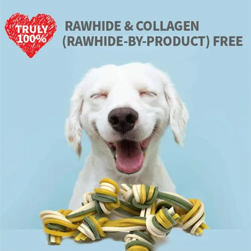 Miniatura 8 de LuvChew Trata de perro de hilo dental triple libre de cuero crudo 15 unids/bolsa