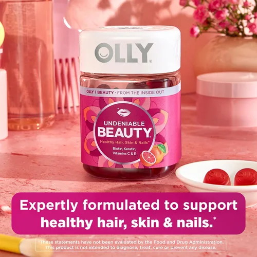 Miniatura 2 de OLLY Undeniable Beauty - Gomitas de belleza para el cabello, piel, uñas; con biotina, vitamina C, queratina; suplemento masticable, sabor pomelo