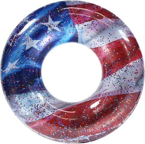 Miniatura 8 de Stars and Stripes American Flag Inflatable Outdoor Pool Rafts, Coolers, & Swim Rig Collection. Celebrate The USA. Fideos inflables de natación