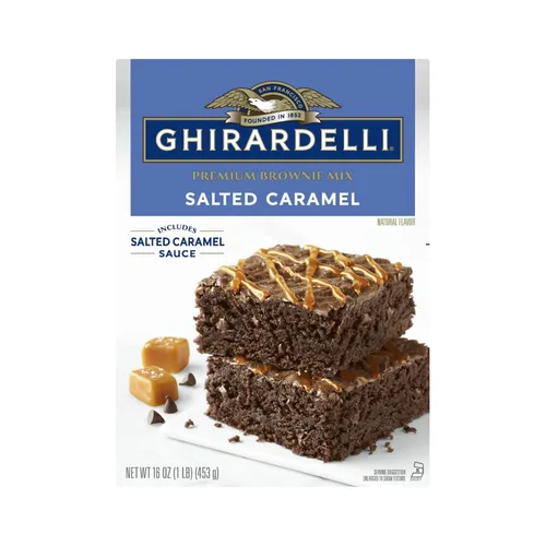 Miniatura 8 de Ghirardelli Mezcla de brownie prémium de caramelo salado, incluye salsa de caramelo salado, cajas de 16 onzas (paquete de 12)