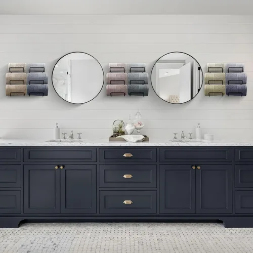 Miniatura 4 de Sorbus Toallero para pared de baño, 6 niveles para colgar toallas de baño, toallas de baño, ropa de cama, estantes negros para baño, spa, salón