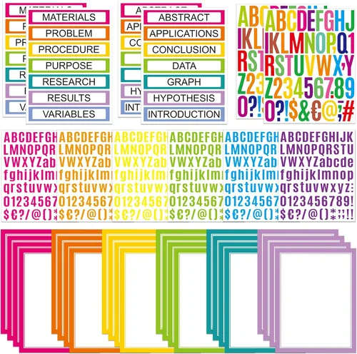 Miniatura 11 de PerKoop 36 Hojas Tableros de Póster para Feria de Ciencias Suministros 24 Subtítulos de Presentación Autoadhesivos 4 Títulos de Proyectos de Feria