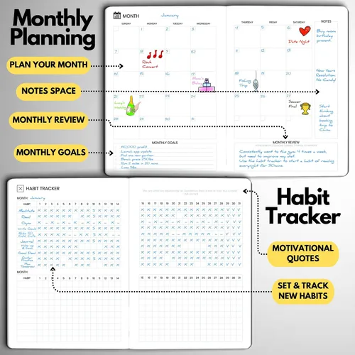 Miniatura 6 de Wyze Planner Agenda diaria sin fecha, organizador de productividad A5 de 6 meses con página completa por día, horario por hora, establecimiento