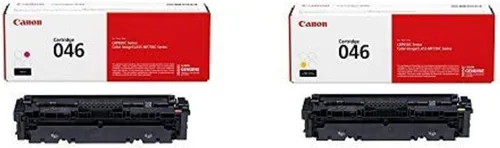 Canon Cartucho de tóner 046 (Magenta, 1 paquete) en embalaje minorista y cartucho de tóner original Canon 046 - Amarillo
