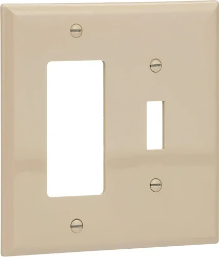 Miniatura 6 de Eaton PJ126V - Placa de pared de policarbonato de tamaño mediano de 2 bandas, combinación de palanca y decoración, color marfil