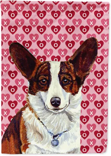 Miniatura 96 de Caroline's Treasures SS4484GF Bandera de jardín con diseño de bulldog inglés y corazones para el Día de San Valentín, bandera decorativa para patio