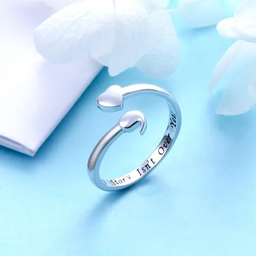 Miniatura 2 de DAOCHONG Anillo de plata de ley S925 My Story Isn't Over Yet de punto y semicolon de corazón no ajustable This Too Shall Pass
