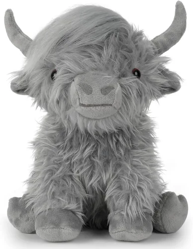 Miniatura 11 de OROZCOR Animal de Peluche de Vaca Highland, Lindos Juguetes de Figuras de Peluche de Vaca Esponjosa, Decoración de Peluche de Ganado Highland