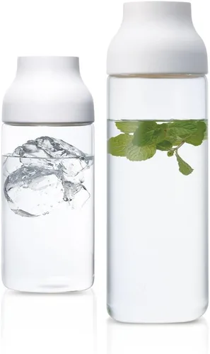 Miniatura 11 de Kinto 22971 - Jarra de agua con cápsula, jarra y botella de agua fría, 33.8 onzas líquidas (1 litro), color blanco