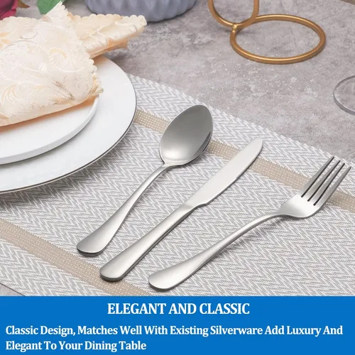 Miniatura 6 de Juego de cubiertos de 8 piezas de tenedores y cucharas, juego de cubiertos de acero inoxidable de grado alimenticio para el hogar, cocina