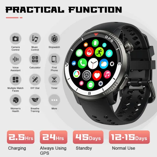 Miniatura 7 de Reloj inteligente (respuesta/hacer llamada), reloj inteligente para hombres y mujeres, pantalla AMOLED HD de 1.43 pulgadas, pista de actividad