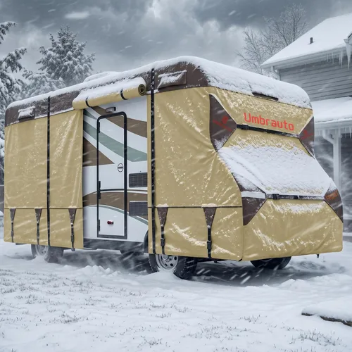 Miniatura 14 de Cubierta para camioneta camper para campers deslizables de 6–8 pies – Cubierta impermeable para RV Oxford 300D, con revestimiento plateado