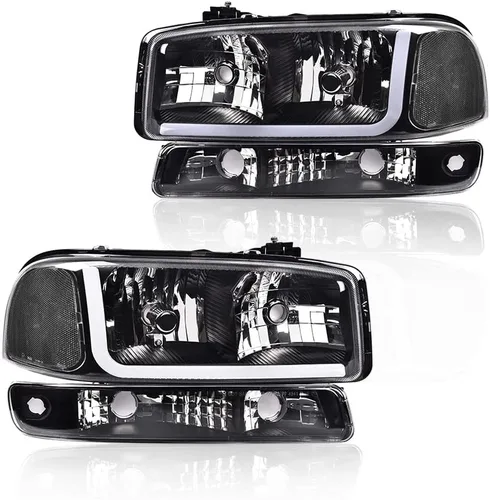 CNNELL Faros delanteros LED compatibles con GMC 1999-2007 Sierra 1500/2500, Sierra 1500HD/2500HD/3500 2001-2007, Yukon 1999-2006 con lámparas de