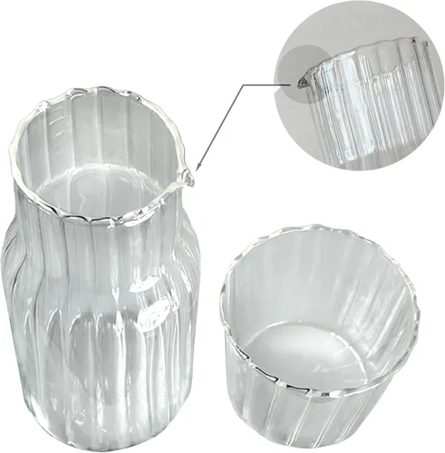 Miniatura 4 de Lily's Home Jarra de Agua de Mesita de Noche de Estilo Vintage con Vaso de Cristal, Usar en Dormitorio, Baño o Cocina, Usar el Vaso como Tapa, Retro