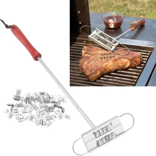 Miniatura 7 de CHICIRIS Hierro de marca de carne para barbacoa, hierro de marca personalizado de acero inoxidable con letras intercambiables para hamburguesa