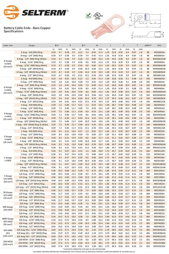 Miniatura 6 de SELTERM - 25 terminales de anillo resistentes para cable de batería eléctrica, calibre 4 AWG, pernos de 38pulgadas, terminales de calibre 4, ojales