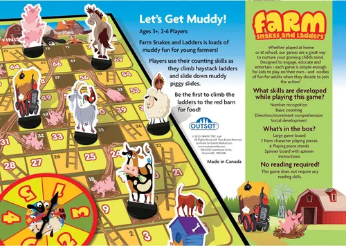 Miniatura 3 de Outset Media Granja: Serpientes y escaleras - No requiere lectura, juego de mesa preescolar y niños, desarrolla habilidades sociales y de desarrollo