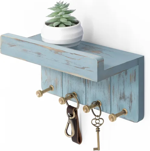 Miniatura 21 de Rebee Vision Soporte de Pared para Llaves Estilo Granja - Organizador de Correo Decorativo con 7 Ganchos para Llaves y Estante de Pared - Decoración