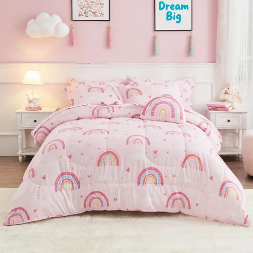 Miniatura 9 de Mooreeke Juego de edredón individual para niños de 6 piezas, juego de ropa de cama azul para adolescentes, microfibra de dinosaurio, cama para niños