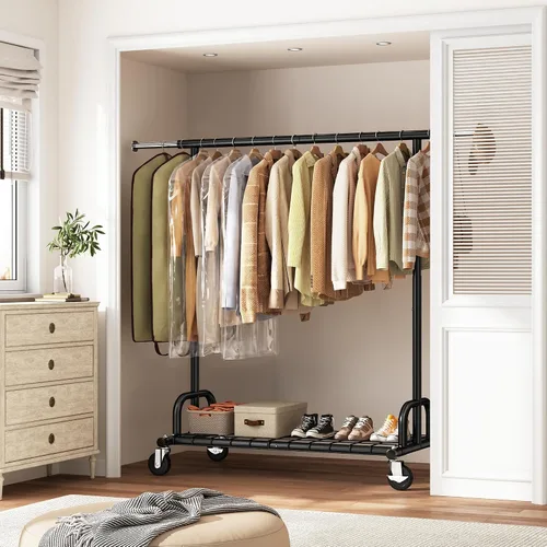 Miniatura 2 de Raybee Perchero resistente para ropa, estantes para ropa para colgar ropa pesada 200+, perchero enrollable para ropa con capacidad de carga de 485