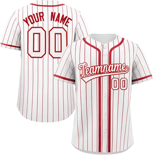 Miniatura 10 de Camiseta de béisbol de rayas finas personalizada hipster hip hop, camisetas deportivas con nombre y número del equipo personalizado para hombres