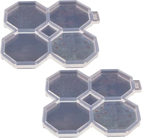 Miniatura 4 de 2 moldes de resina octágono de 1.7 pulgadas, molde de silicona epoxi para carrete de insignias, diseño holográfico de bricolaje
