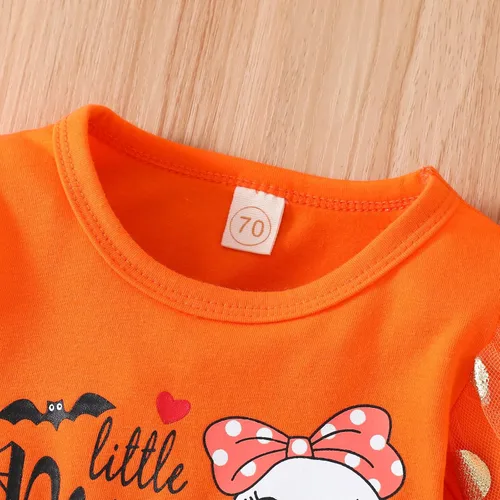 Miniatura 4 de Conjunto de ropa para bebé recién nacida para bebé malla de margarita retazos manga abombada pantalones acampanados diadema