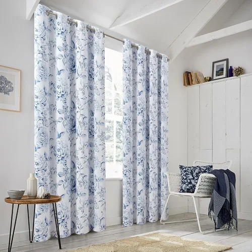 Miniatura 5 de Beauoop - Cortinas florales 100% blackout, de 84 pulgadas de largo, 2 paneles, para dormitorio, sala de estar, azul marino y blanco