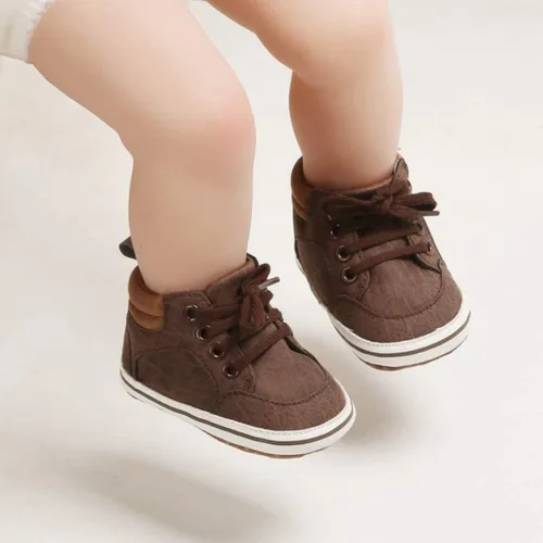 Miniatura 2 de Babelvit Zapatillas de lona con suela suave para bebé y niña, con cordones y cordones para bebé, botas unisex jasta el tobillo recién nacidos