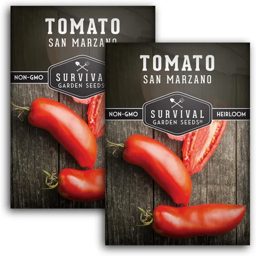 Miniatura 10 de Survival Garden Seeds - Semilla de tomate San Marzano para plantar - 1 paquete con instrucciones para plantar y cultivar tomates ciruela italianos
