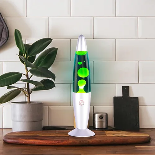 Miniatura 2 de Vanful Lámparas de magma verde con líquido azul para adultos y niños, lámpara de purpurina de 13 pulgadas con base plateada, lámpara de movimiento