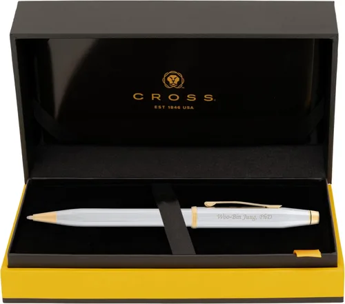 Miniatura 9 de Bolígrafo Cross Century II, laca negra con borde dorado, grabado personalizado, regalo de graduación, jubilación, promoción o reconocimiento