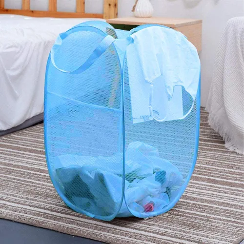 Miniatura 4 de Larpur Paquete de 2 cestas plegables para la ropa sucia, cestas de malla portátiles para la habitación de los niños, dormitorio universitario, baño