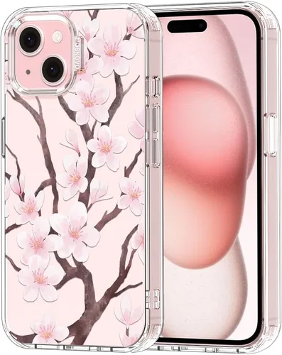 MOSNOVO Funda para iPhone 15 Plus/iPhone 14 Plus, [Protección contra caídas de grado militar Buffertech de 6.6 pies] [Tecnología Transparente - Flor