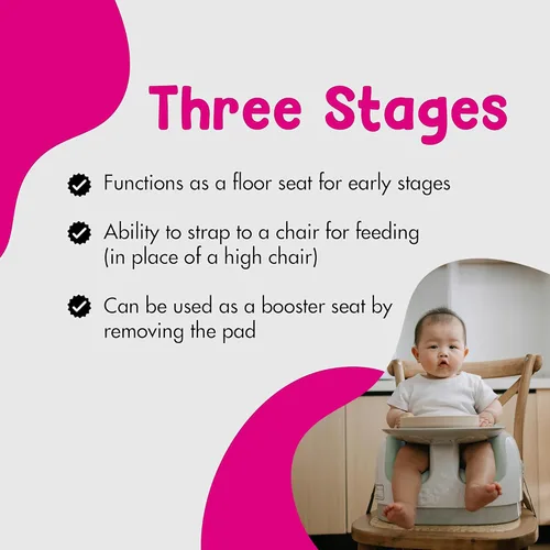 Miniatura 5 de Bumbo Asiento múltiple 3 en 1 para 6 a 36 meses, asiento de viaje para bebés y bebés para alimentar y jugar, Agave, elevador portátil todo en uno