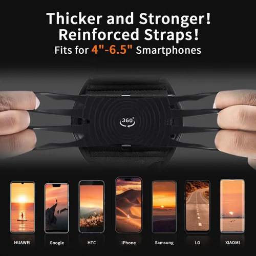 Miniatura 2 de Brazalete soporte para teléfono con rotación de 360° y desmontable, compatible con iPhone 15/14/13/12/Pro/Pro, etc., para Samsung y más, se adapta a