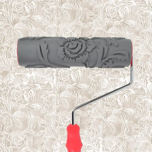 Miniatura 7 de Nichiyo Rodillo de pintura con patrón de 10 pulgadas para decoración de pared, textura clásica de ladrillo en relieve, rodillo de goma, herramienta