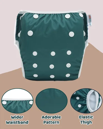 Miniatura 11 de Alva, Pañales de bebé para nadar, paquete de 2 unidades, talle único, reutilizable, lavable y ajustable de 0 a 36 meses. Tamaño de 10 a 40 lbs